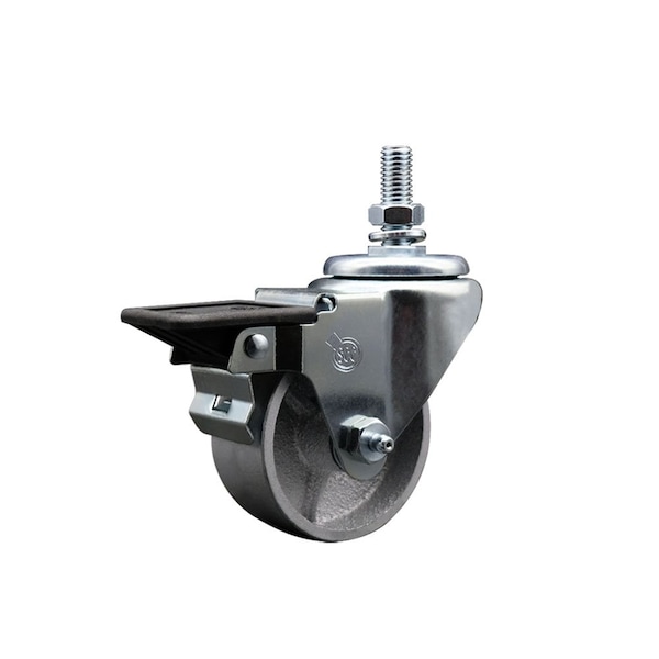 3 Inch Semi Steel 12 Inch Threaded Stem Caster with Brake